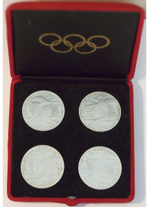 GERMANIA - 10 marchi argento Olimpiadi di Monaco 1972 Cofanetto zecche G F D J 